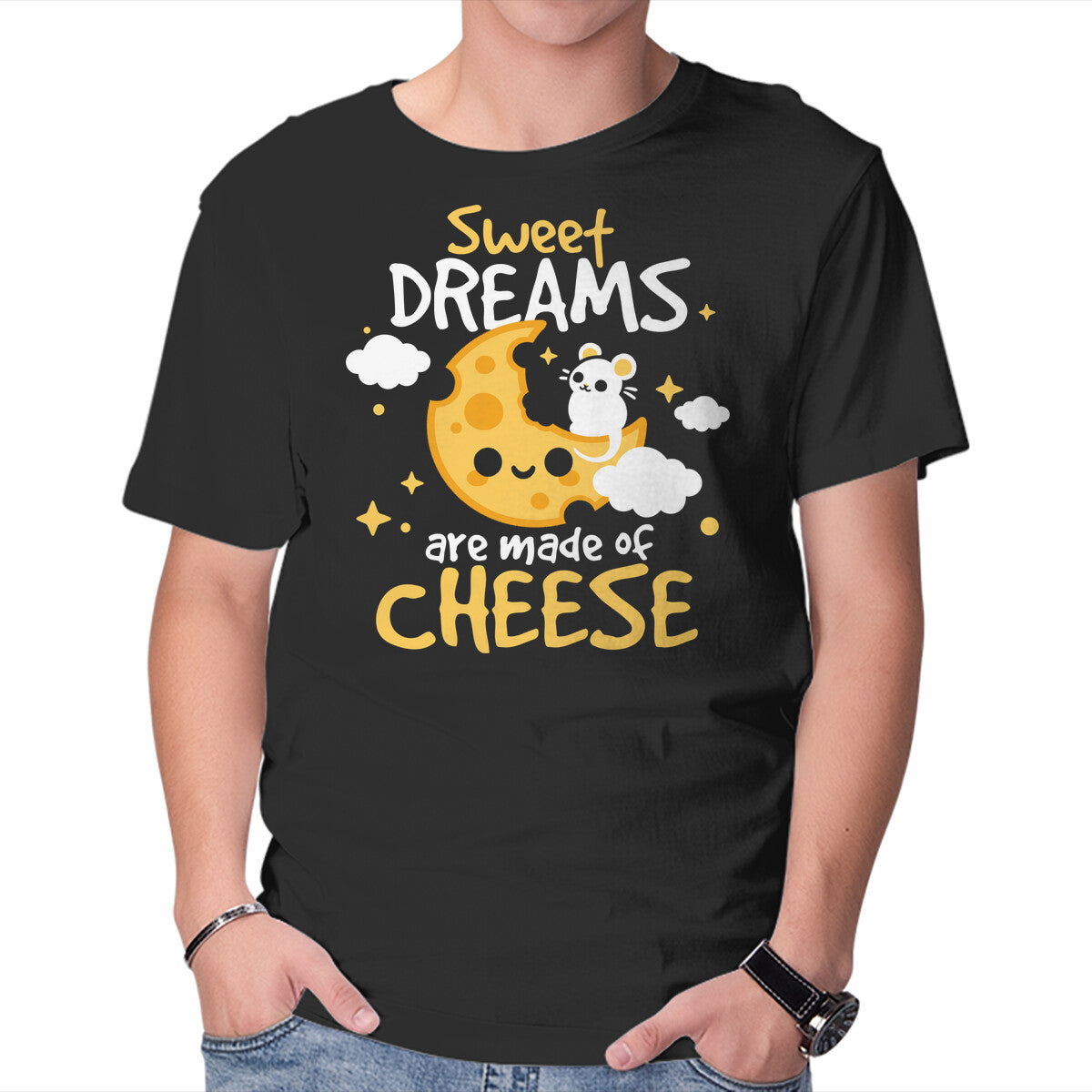 Unisex Crew Neck T-Shirt Sweet Dreams Are Made Of Cheese Graphic Short Sleeve Casual Tee M