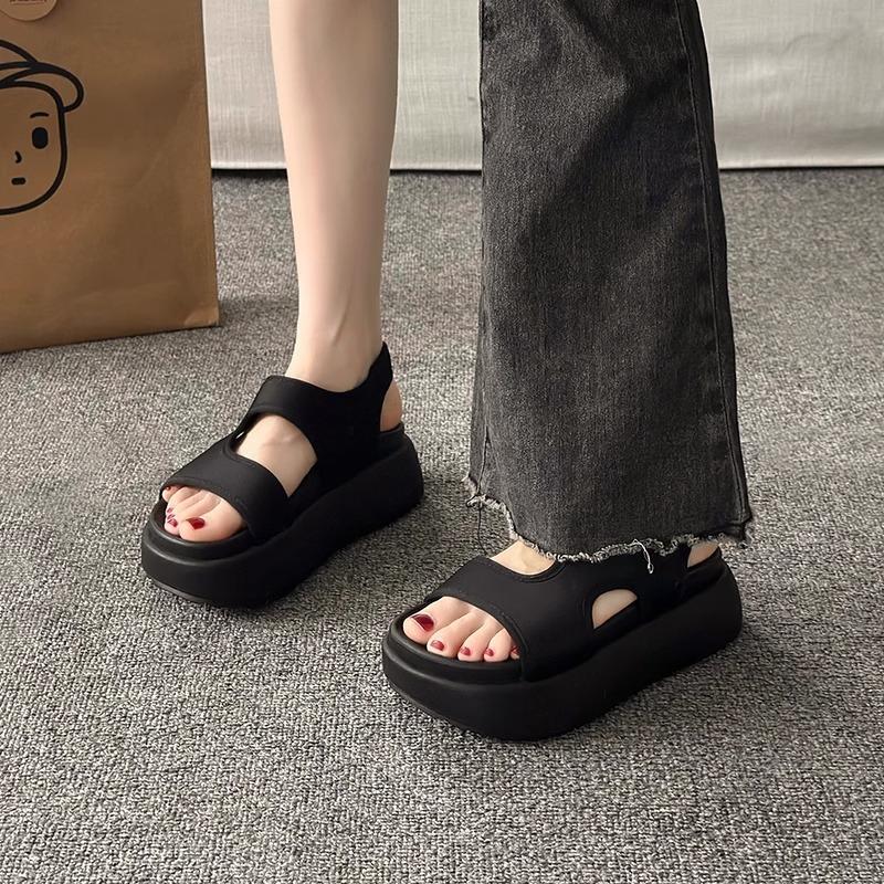 New Style Shoes Velcro Thick-soled One-shoulder Shoes Women's Sandals Beach Sports Flip-flops