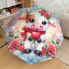 1PC Cow, Roses Automatic Open/Close Umbrella Compact Folding Umbrella with 8-Rib Shaft Lightweight Esign, Highquality Fabric1201A