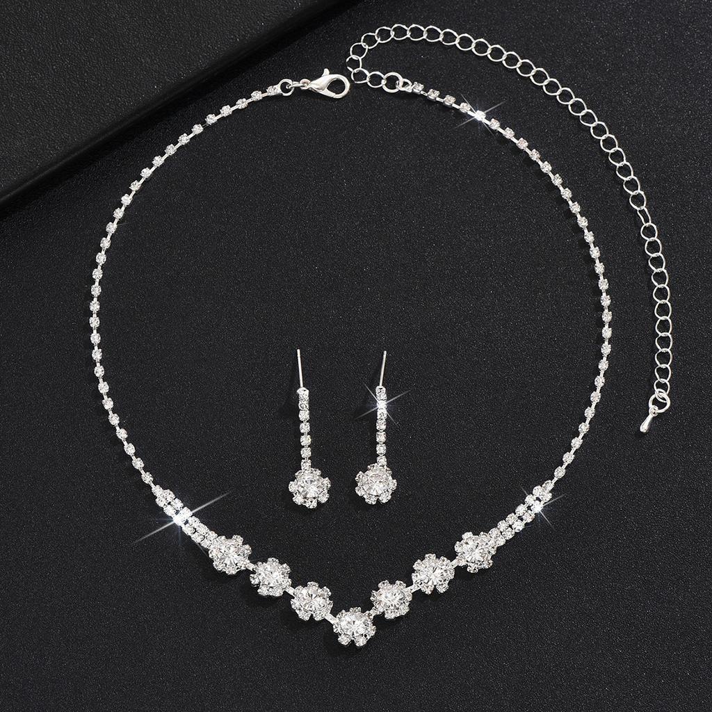 Jewelry Set Wedding Accessories Necklace Earrings Bracelet Three-Piece Evening Dress Wedding Batch