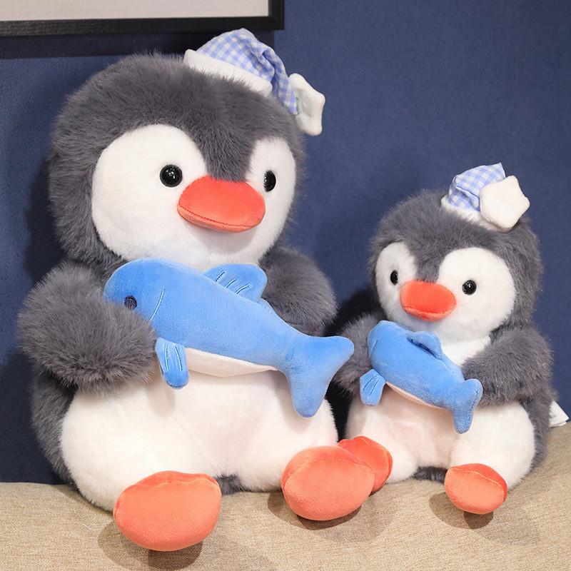 Penguin Fish Holding Soft Plush Toy Room Decoration Ornament Children Gifts