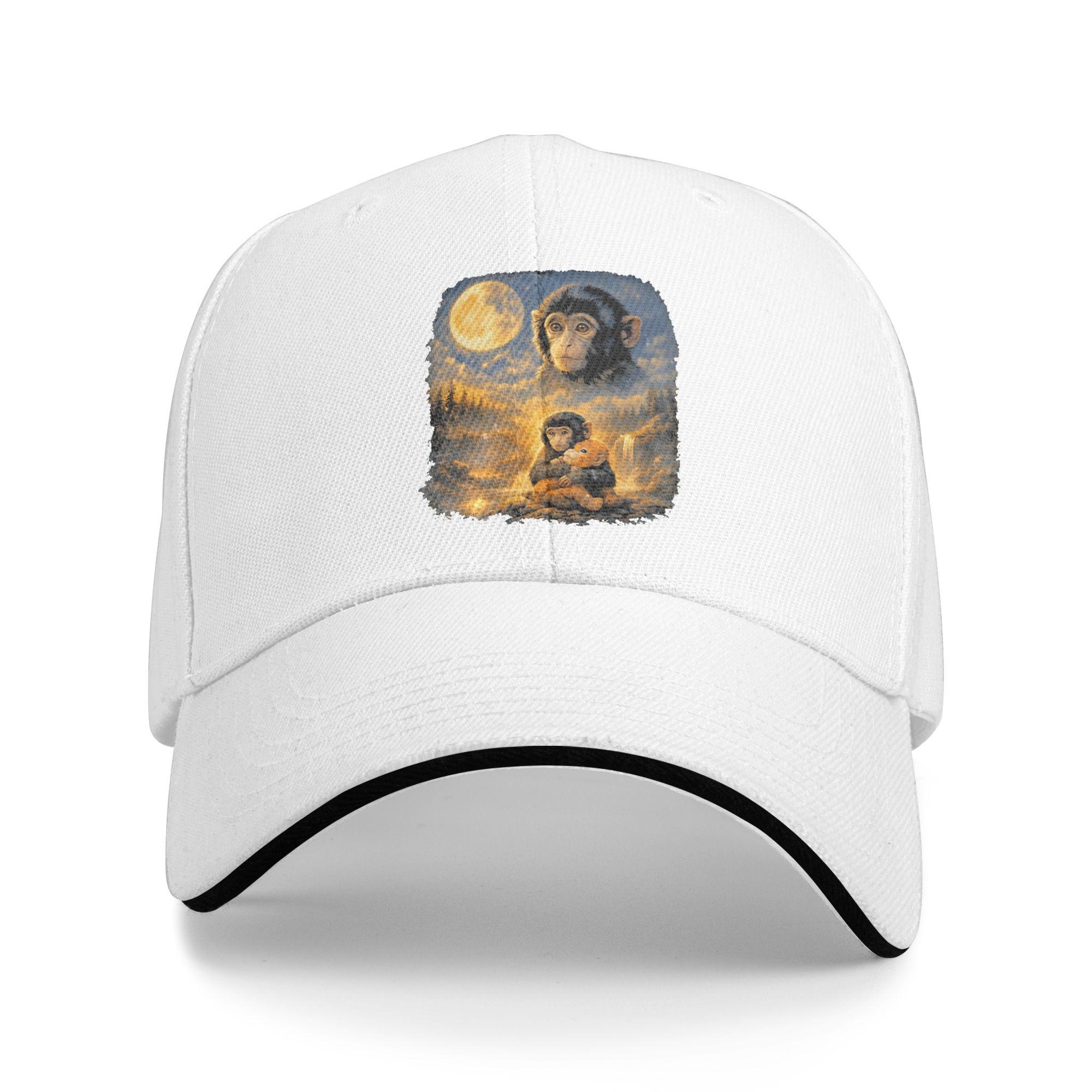 

Summer Casual Baseball Cap Punch Monkey Moon 90s Retro Animal Outdoor Gym Trucker Hat For Men Quality Streetwear Baseball Caps As Picture белый