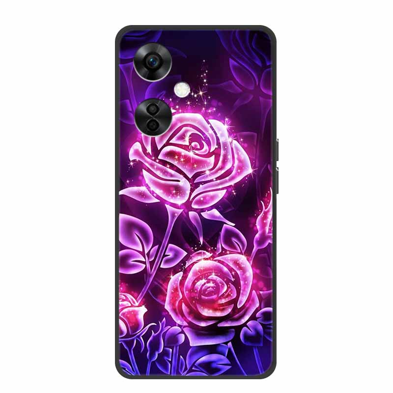 For OnePlus Nord CE 3 Lite 5G Cases Black Silicone Soft Cute Cat Rose Case For OnePlus Nord CE 3 5G Heart Lion Luxury TPU Cases
