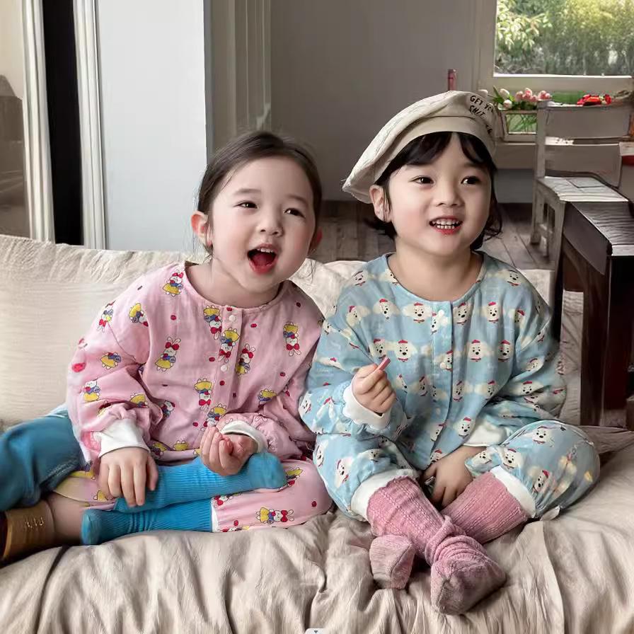 

Детский хлопковый комбинезон-пижама с цифровым принтом 100cm