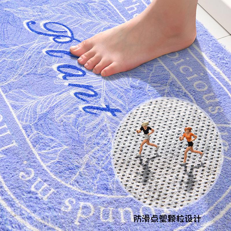 Soft Floor Mats Sketch Plants Text Flowers Rugs Home Entrance Carpet Bedroom Toilet Bathroom Door Absorbent Non-Slip Foot Pad