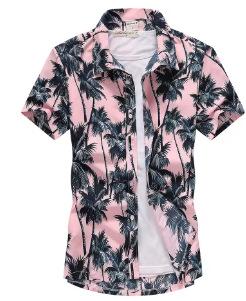 Casual floral beach men s shirt, summer short-sleeve Hawaiian shirt, plus-size quick-dry T-shirt XXS