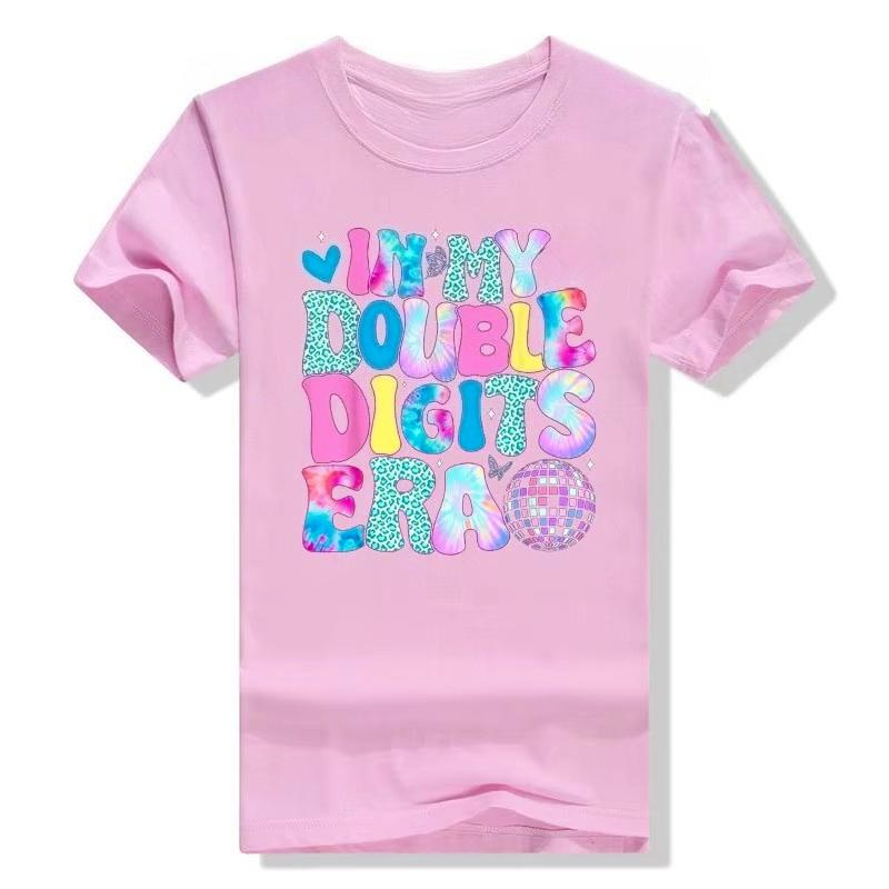 In My Double Digits Era Retro 10 Year Old 10th Birthday Girl T-Shirt Fashion Tees Daughter Gifts Autumn and Winter Innerwear