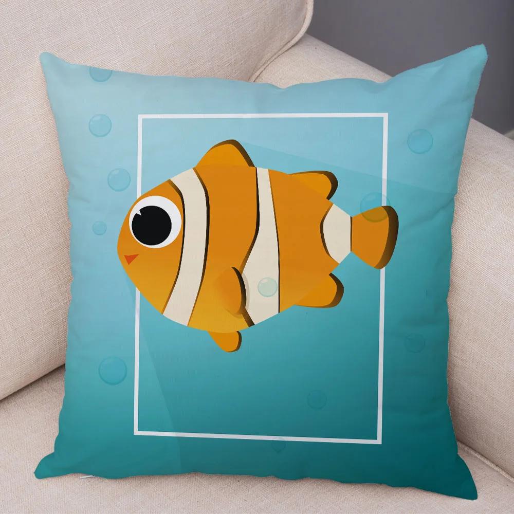 Cute Cartoon Animal Decoration Pillowcase Pig Bear Cow Shark  Sofa Room Cushion Cover Kindergarten Home
