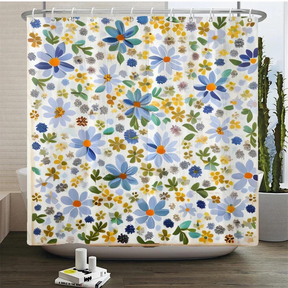 

Elegant Flowers Shower Curtain Floral Shower Curtain Polyester Bath Curtain Bathroom Decor Machine Washable With Hooks W60H190(CM)-1 Pcs