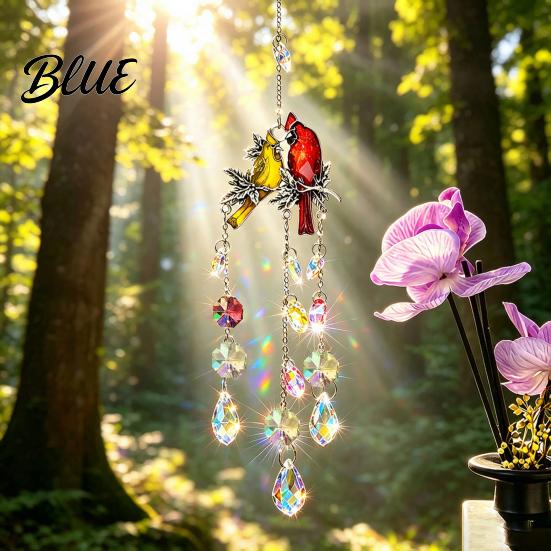 Housewarming Gift for Her Cardinals Faux Crystals Suncatcher Hanging Sun Catcher Windows Bird Wind Sparkling Window Pendant Chimes with Chain Prism