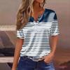 Women's Fashionable Casual Plaid Polka Dot Print Collar Short-sleeved Button T-shirt Top