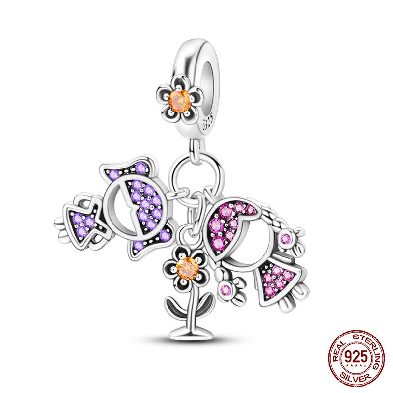 925 Silver Pink Heart Wings Skating Shoe Aircraft Camera Charms Beads Pendant Fit Qikaola 925 Original Bracelet Jewelry