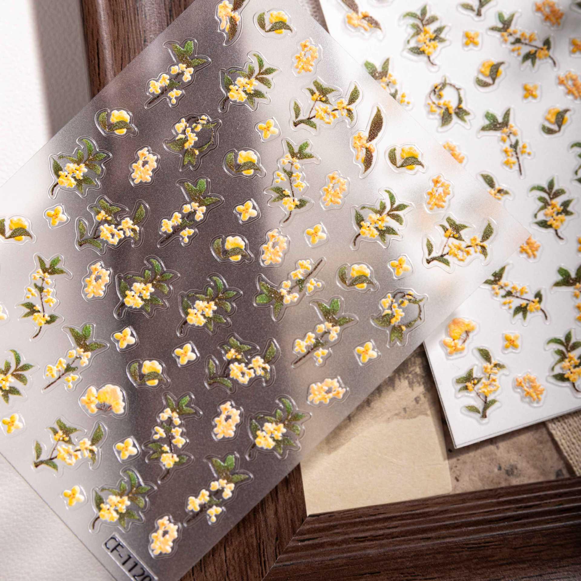 Наклейки Cyansea с тиснением «Османтус» для ногтей и телефона CF-1120