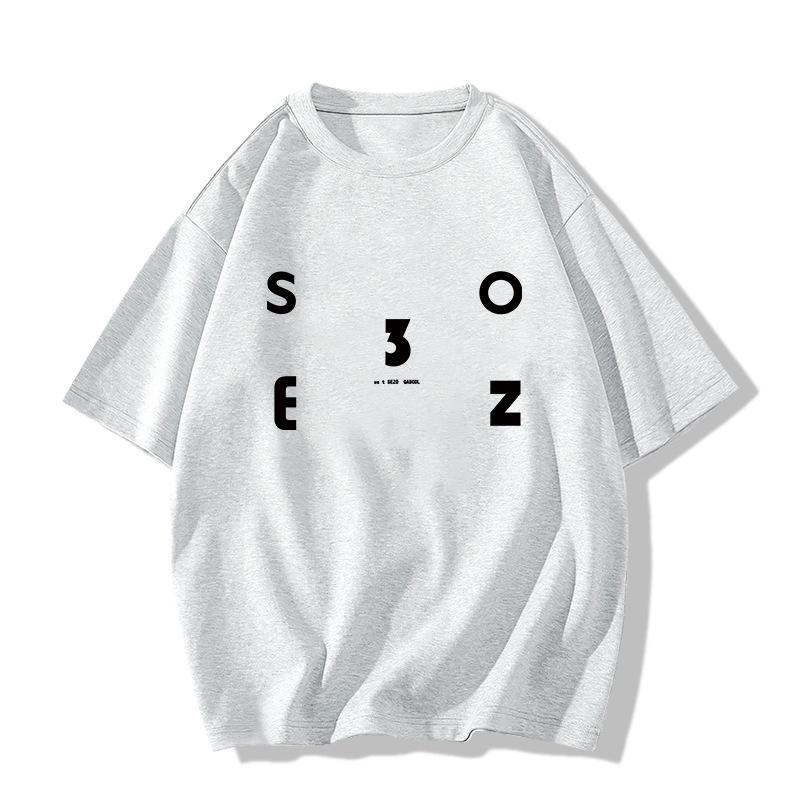 Ladies Summer Short Sleeve Round Collar Casual Letter Printed Teenager Pullover Oversize Cotton T Shirt Top