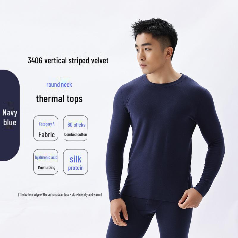 Herren Deutscher Samt Thermo Unterwäsche Set - Nahtlos, Antibakteriell, Übergröße für Herbst/Winter