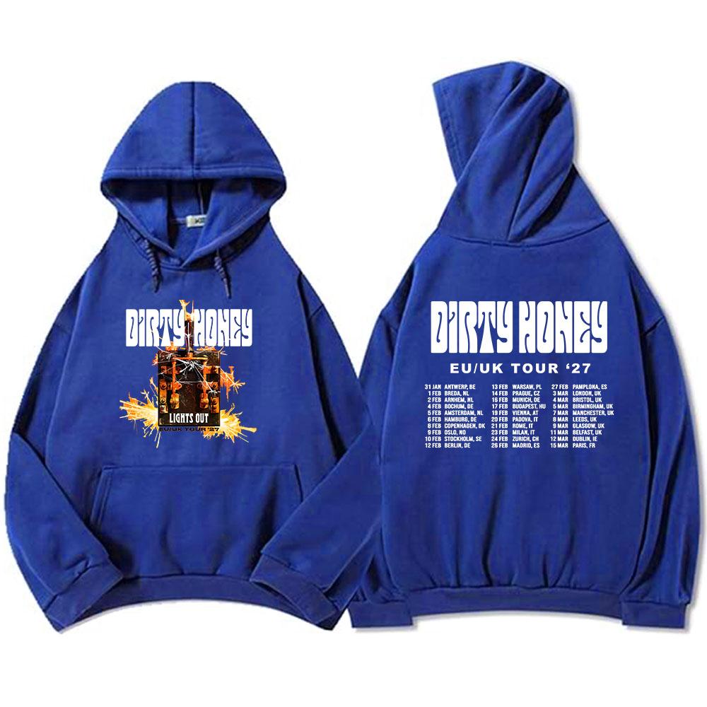 Dirty Honey Lights Out EU/UK Tour Hoodies Unisex Streetwear Fashion Long Sleeve Hooded Sweatshirt Graphic Print Merch Women Men