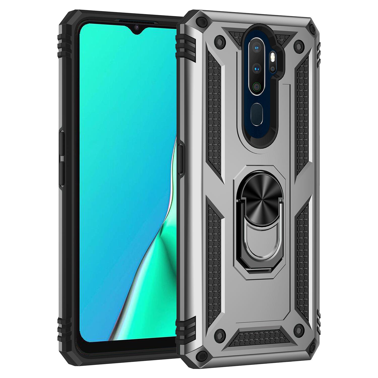 

Протиударний чохол для Oppo A9 2020 Чохол Oppo A9 Finger Ring Holder Phone Case For OPPO A9 2020 Capa CPH1937 CPH1939 PCHM30 PCHT30 OPPO R17 срібний