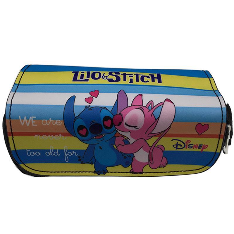 Blue Double-Zipper Lilo & Stitch Large Pencil Case