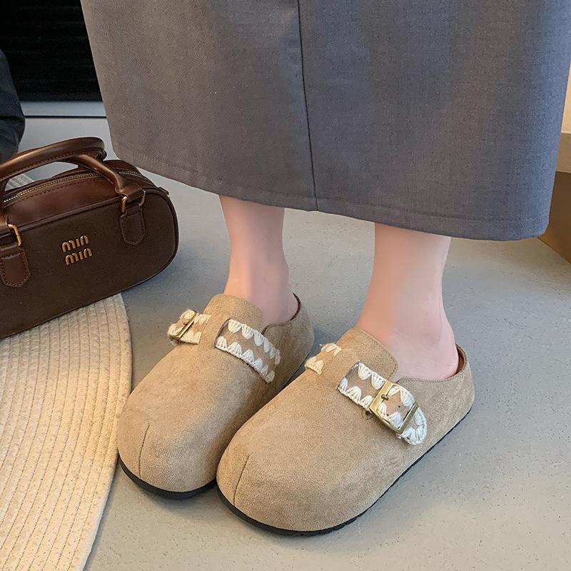 Fashion Fashion Women Baotou Half Slippers High Quality Suede Casual Slipper Designer Platform Slippers for Women Classic Mules Slippers