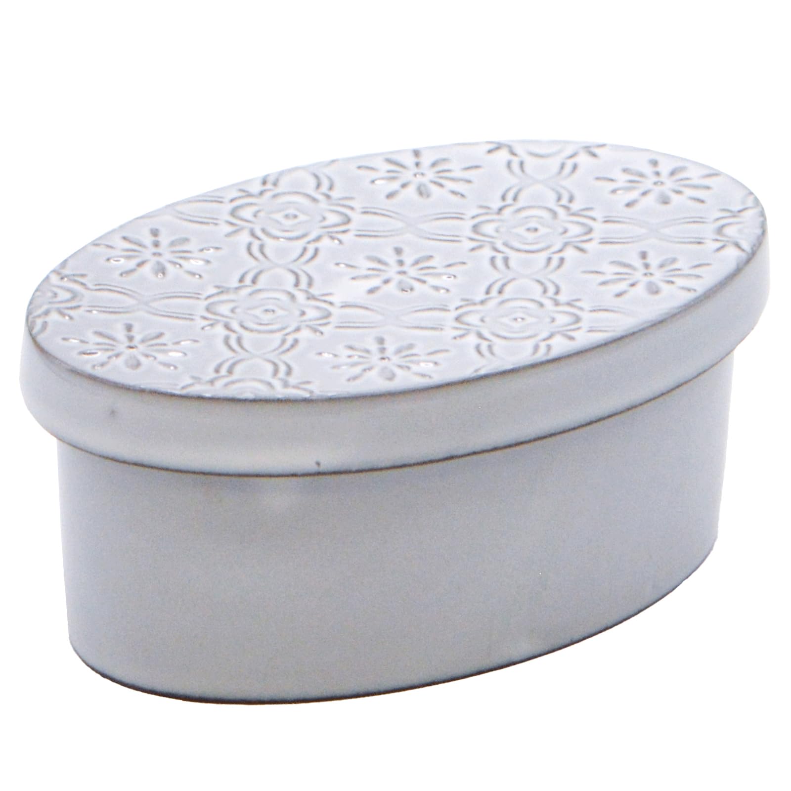 

Mino Ware Marushin Seito Ceramic Storage Container/Canister, Deplete, Oval, White, Approx. 12 x 8 cm Diameter, Made in Japan, Product Number 459-0007