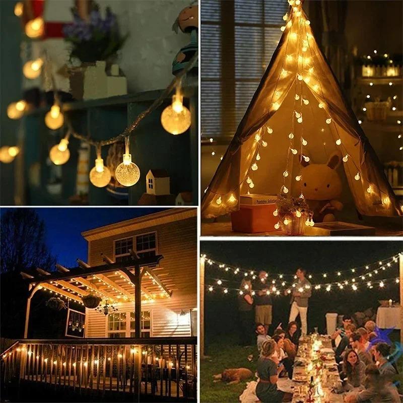 Bubble Ball LED Lichterkette Kristallkugel & Kleine Runde Kugel Girlande Außenlampe Hochzeit Lichterkette Weihnachten Ramadan Dekoration 2026