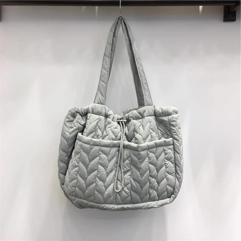 Autumn and winter soft underarm down bag women's large capacity lightweight pleated nylon cotton clothes cloth bag shoulder bag