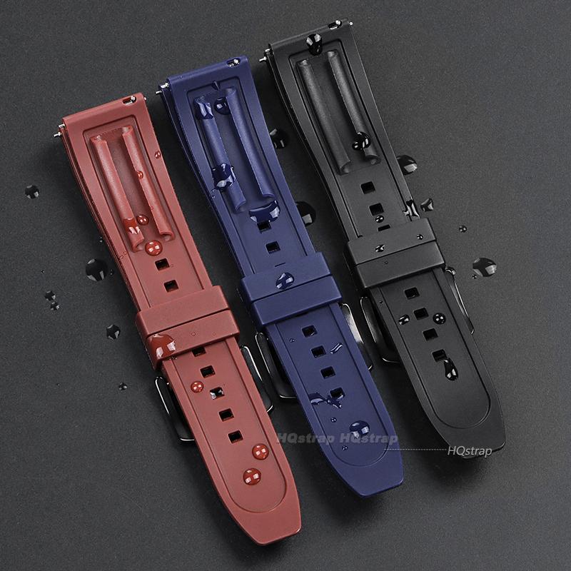 Wasserdichtes Gummi-Uhrenarmband für Seiko TPU-Armband für Rolex Schnellverschluss Silikon-Schmetterlingsschließe Taucherarmband 20mm 22mm 24mm