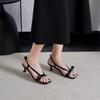 European princess style elegant square head thin heel sandals new summer wear high value bow versatile high heels