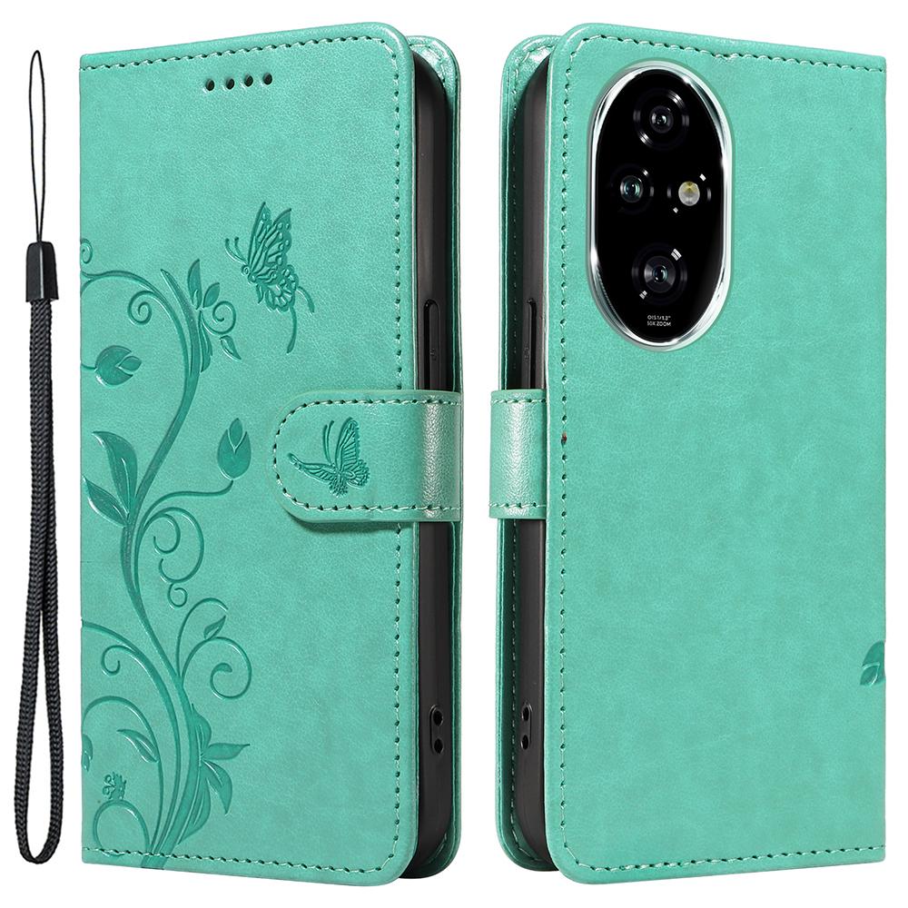 

Чехлы из ПУ кожи с цветочным узором, кошелек-подставка, чехол для телефона с ремешком для Honor 200 Pro 5G Green