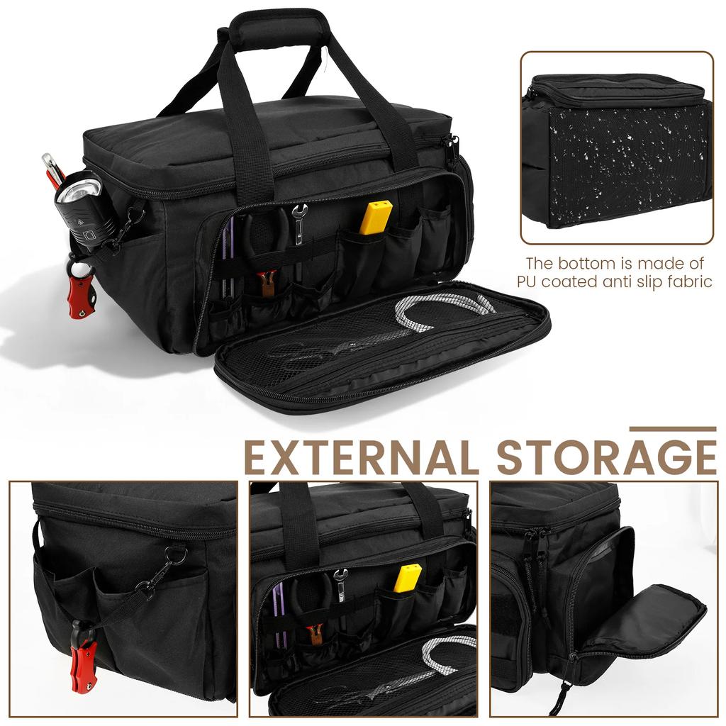 14Inch Multifunctional Tool Bag Thickened Large Capacity Waterproofed Wear-Resistant with Multi Pocket for Repairmen Electrician