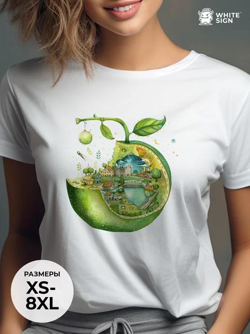 Oversized summer T-shirt with  Apple  print L