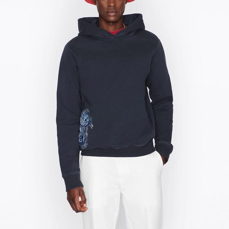 DIOR Quarterly New Products Sweatshirts Men's Blue Hooded Moderate Regular 213J644A0531-C585