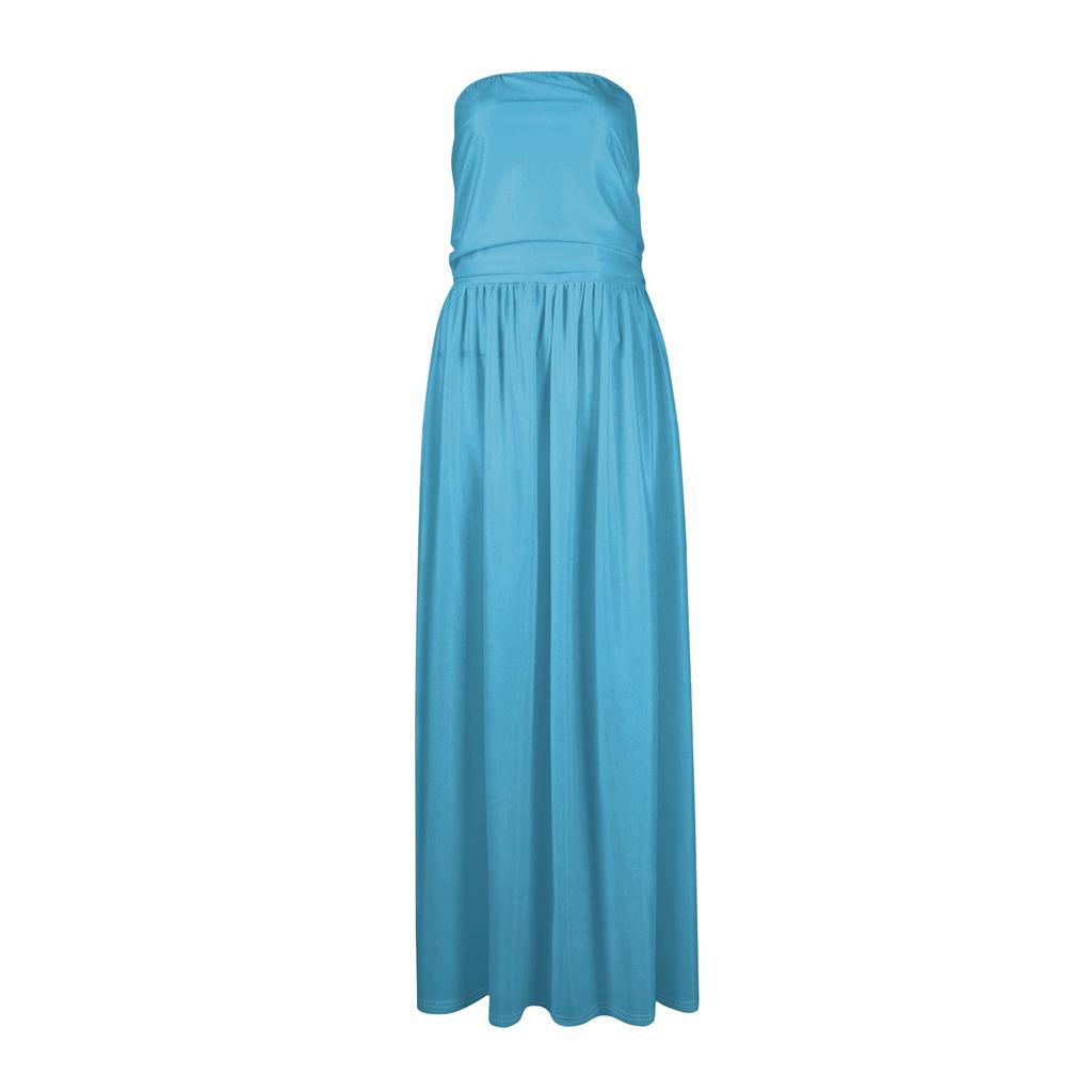 Women's Bohemian Floral Pleated Dress With Slim Fitting Temperament, Summer Strapless Beach Resort Dress