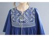 2025 Summer Plus Size Elegant Women's Ethnic Embroidery Ruffle Sleeve Dress