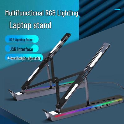 Tragbarer Aluminium-Laptopständer mit RGB-Beleuchtung und Kühlunterstützung