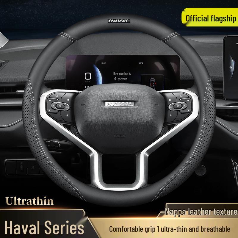 Genuine Leather Steering Wheel Cover for Haval H1-H9, M6 Models