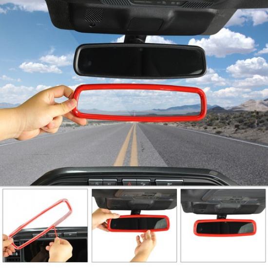 Innenrückspiegel Zierring Abdeckung Dekoration für Dodge Challenger 2015+ Rot