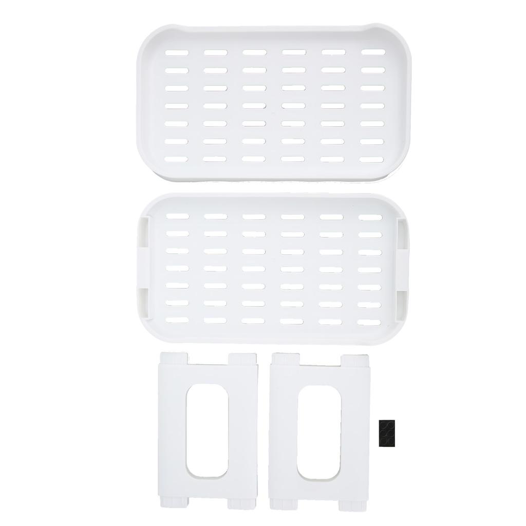 Double Layer Desktop Storage Rack Large Capacity Fence Design White Cosmetics Desktop Plastic Storag