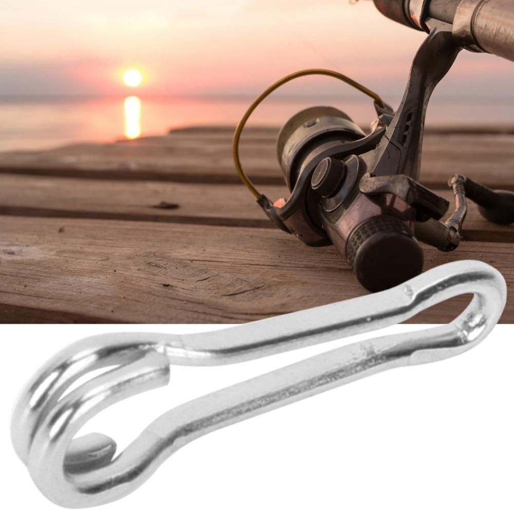 100PCS Stainless Steel Fishing Snap Clips Interlock Buckle Leader Lure Hooks  Sea Fish Bass Fishing