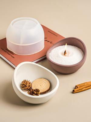 Round Candle Cup Silicone Molds Cement Flower Pot Mold DIY Concrete Storage Bowl Handmade Resin Candle Tray Mould Home Decor