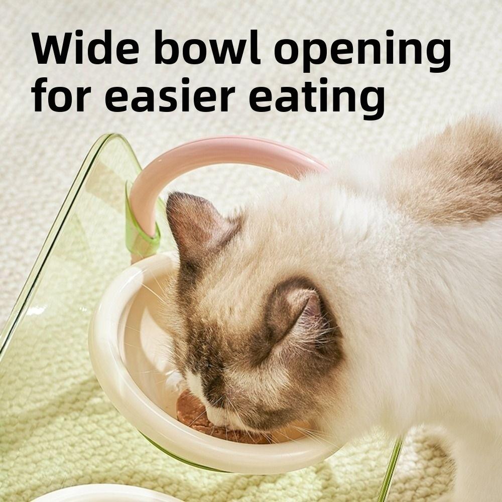 Double Bowls Cat Food Water Bowl Anti-flip Elevated Pet Feeder Bowl Pet High Footed Bowl  Household