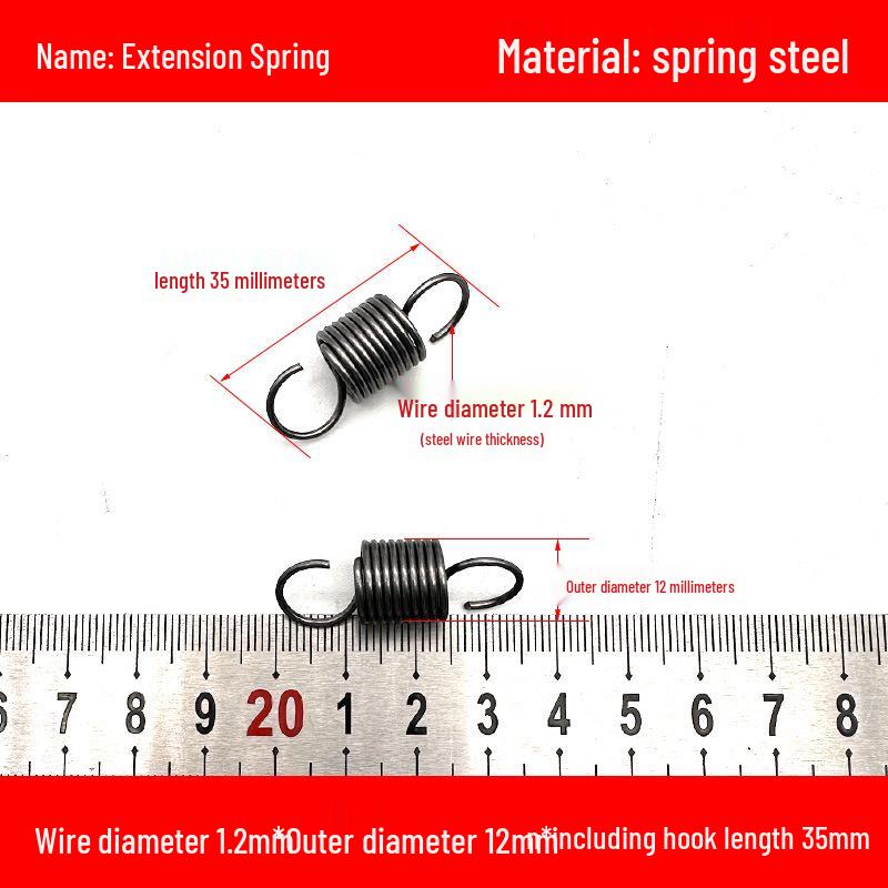 1.2mm Wire Extension Spring with Hook - Soft Tensile Force Spring Accessory