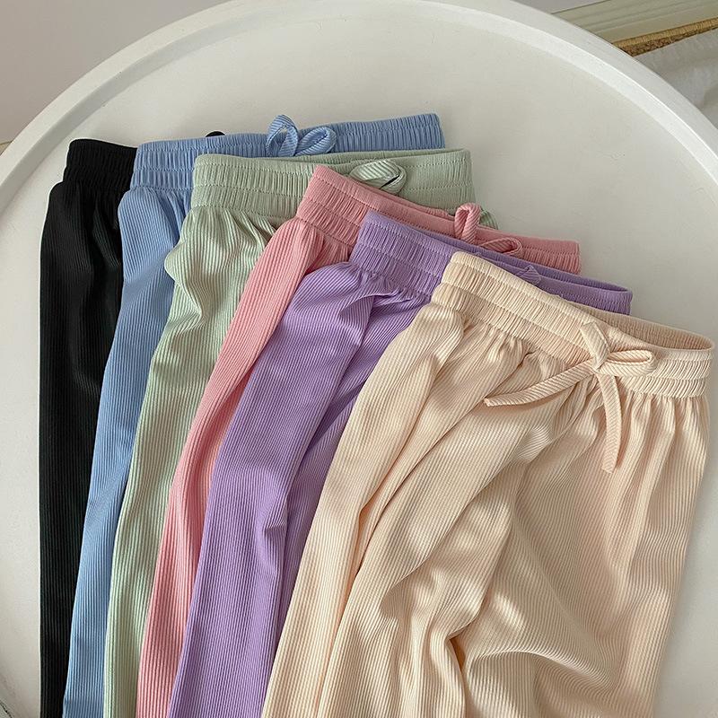 Girls' Ice Silk Wide Leg Pants Summer Korean Children's Loose Pants Baby Elastic Casual Pants