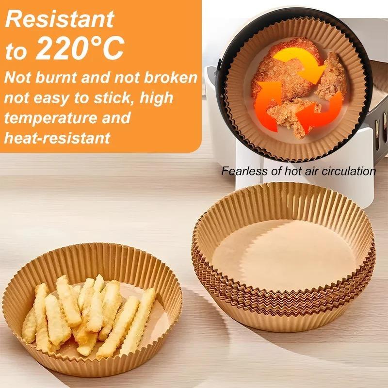 300PCS Home Kitchen Air Fryer Baking Paper, Barbecue Tray, Circular Oven Mat,disposable Oil Proof Paper Coating