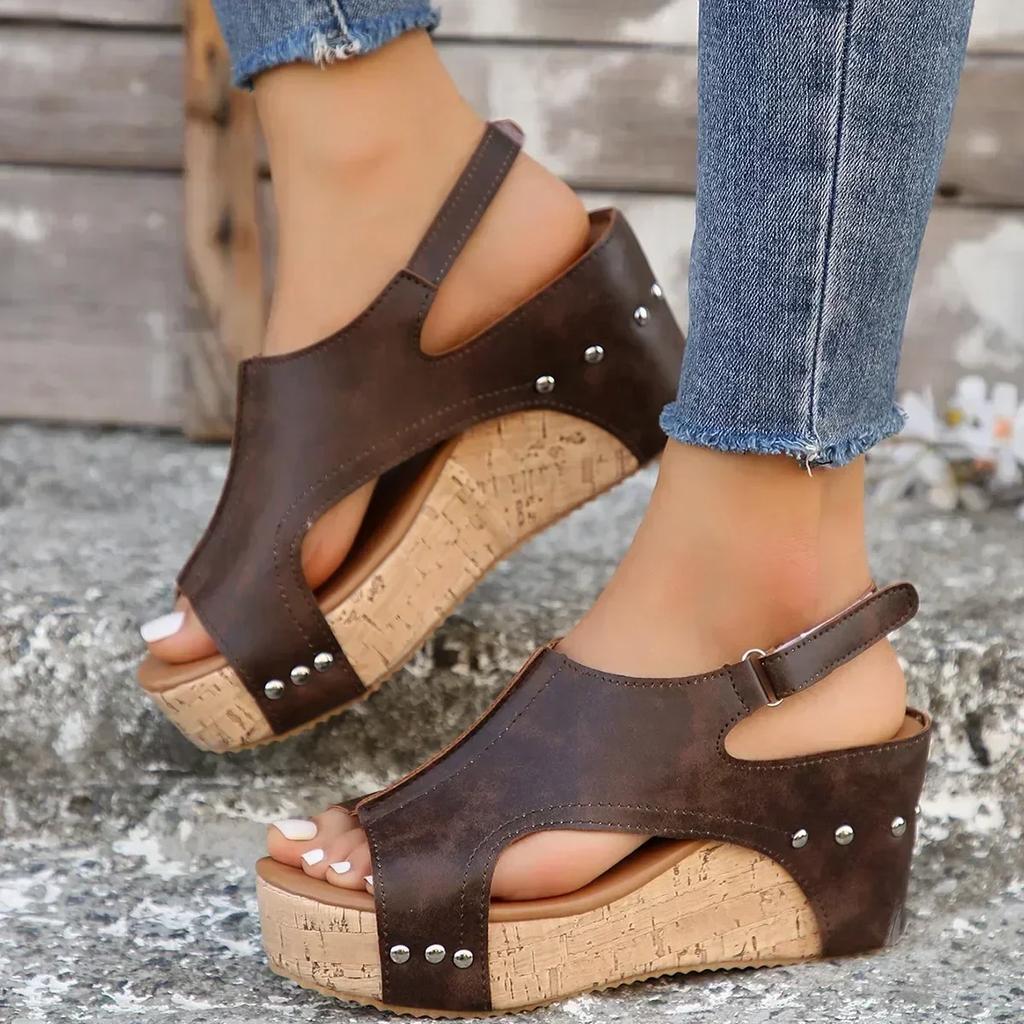 Plus Size Women's Peep Toe Platform Wedge Sandals Heel Fashion Dress High Heel Shoes for Women Outdoor Causal Sandalias De Mujer
