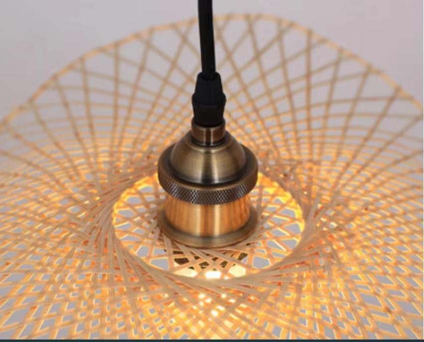 Dia.45CM Modern Bamboo Handmade Wicker Rattan Lighting Chandelier Lamp Fixture Restaurant Dining Room Bedroom Teahouse