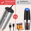 Rechargeable Electric Salt and Pepper Grinder Set with Holder - Nicely Packaged Giftable - No Battery Needed - Automatic Pepper Mill & Adjustable
