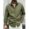 Men's Slim Vertical Striped Long Sleeved Shirt, Loose Collared Casual Shirt, Simple and Versatile Men's Top for Daily Commuting