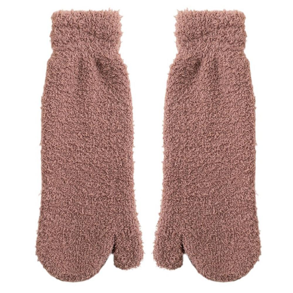 

Thickened Warm Separate Toe Plush Socks Mid Tube Floor Socks Winter Two Toe Fleece Socks Autumn коричневый
