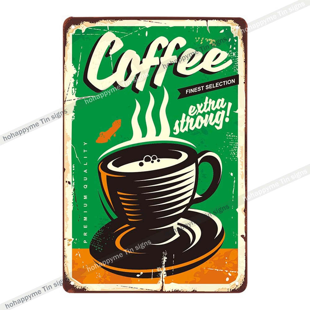 Letrero de Café Retro Decoración de Café Bar Placa Vintage Tienda de Bebidas Decorativo Pared Pub Club Póster 20x30cm